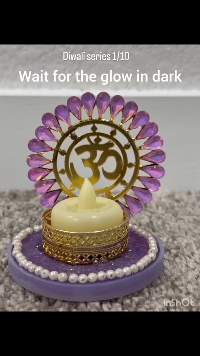 Glow-in-the-dark “Om” resin diya holder