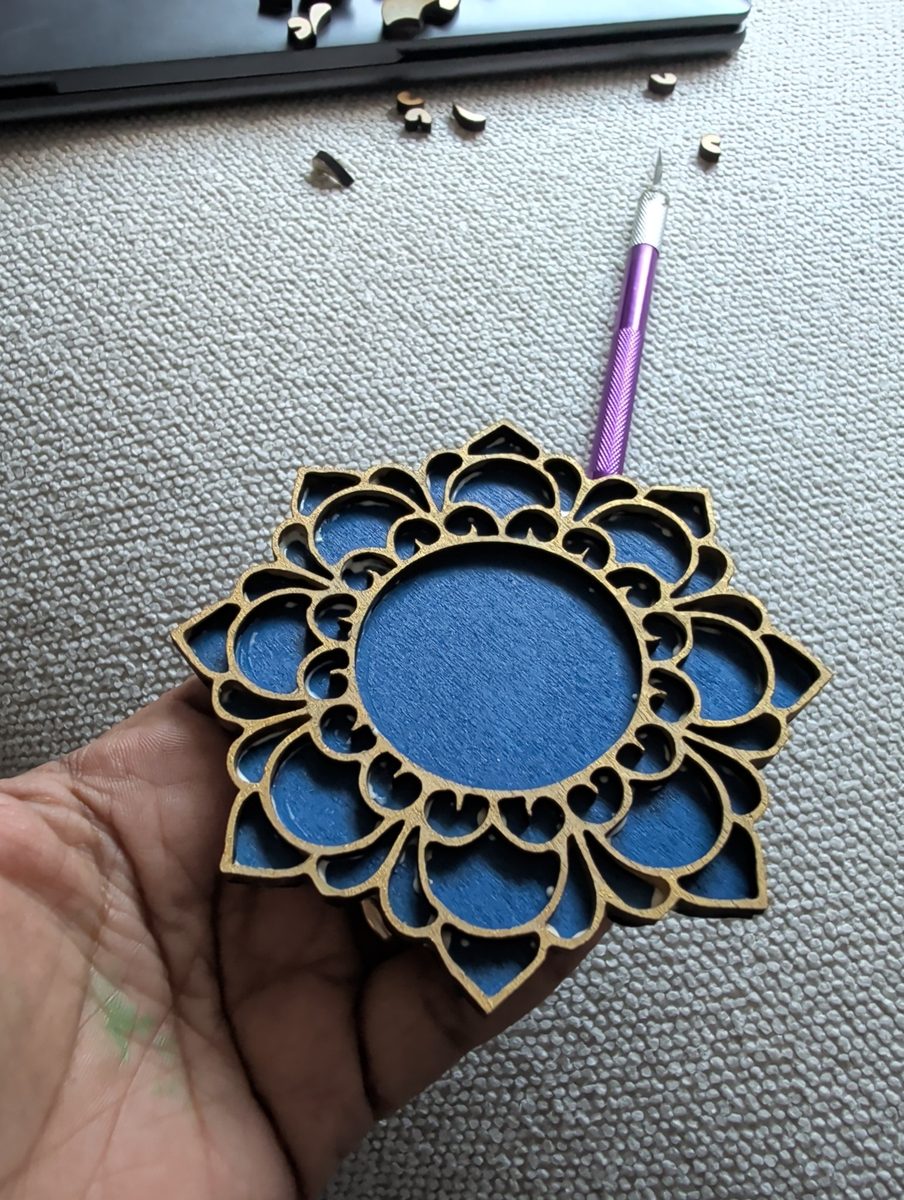 Laser-cut mandala tea light holders